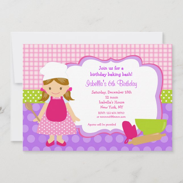 Cocinar invitaciones de la fiesta de cumpleaños de (Anverso)