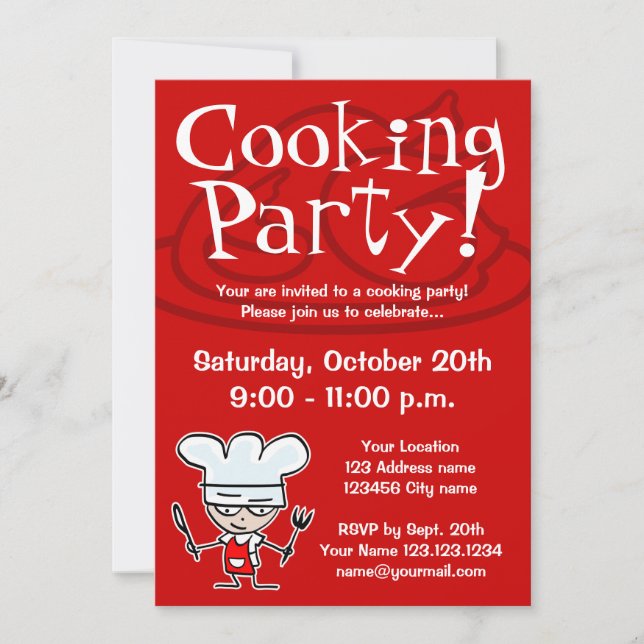 Cocinar invitaciones del fiesta (Anverso)