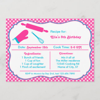 Cocinar la invitación de la fiesta de cumpleaños