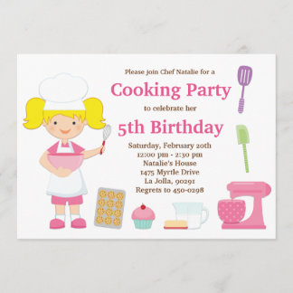 Cocinar la invitación de la fiesta de cumpleaños