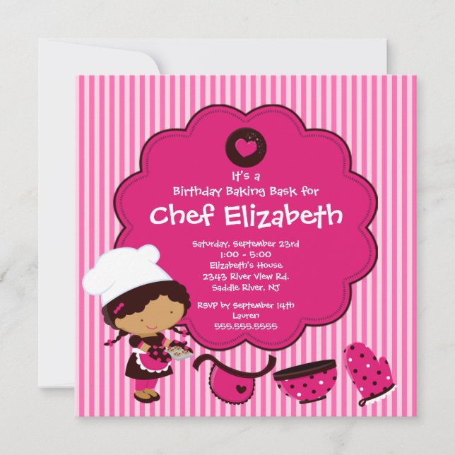 Cocinar la invitación de la fiesta de cumpleaños (Anverso)