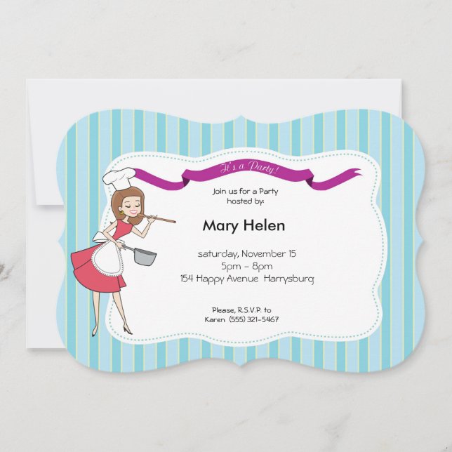 Cocinar la invitación personalizada suerte del (Anverso)