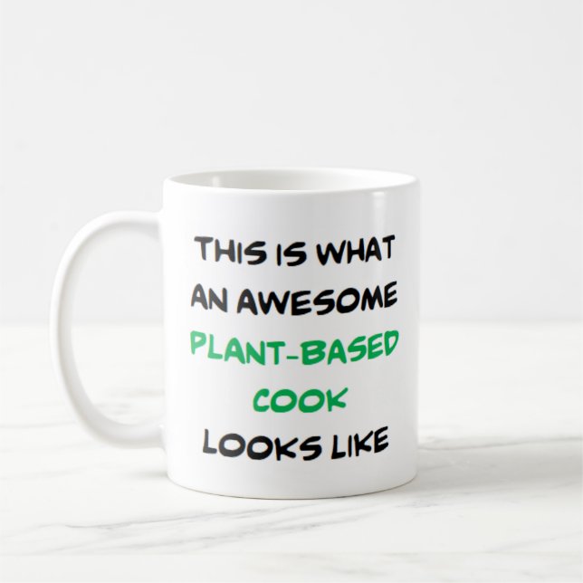 cocinero a base de plantas, taza de café impresion (Izquierda)