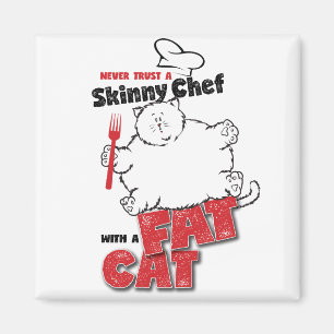 Cocinero con el gato gordo - imán 2