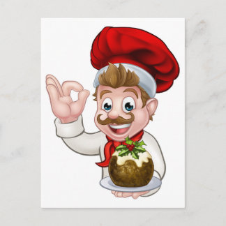 Cocinero en el gorra del navidad que sostiene el