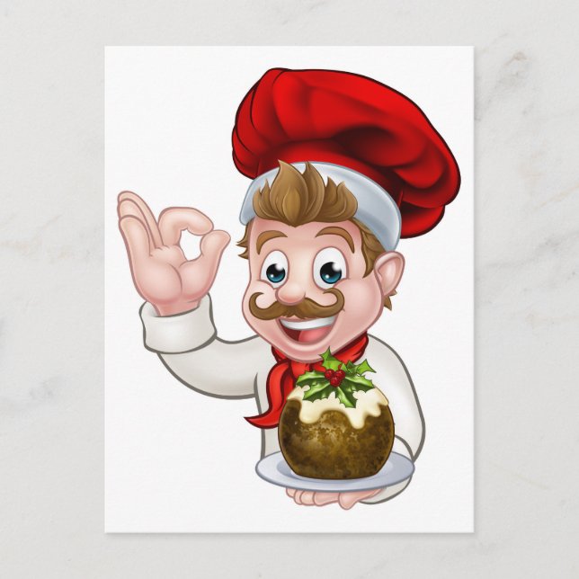 Cocinero en el gorra del navidad que sostiene el (Anverso)