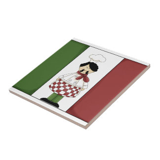 Cocinero italiano #2 con la teja de la bandera