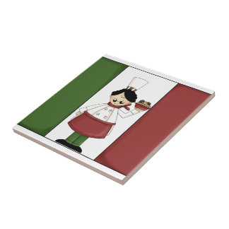 Cocinero italiano #3 con la teja de la bandera