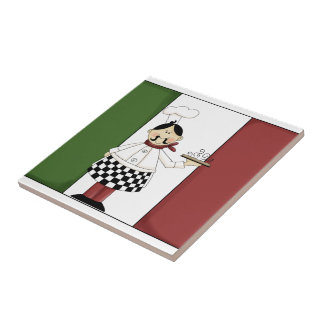 Cocinero italiano #7 con la teja de la bandera