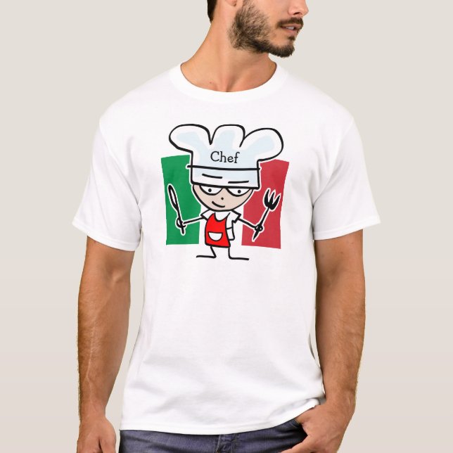 Cocinero italiano que cocina la camiseta - texto (Anverso)