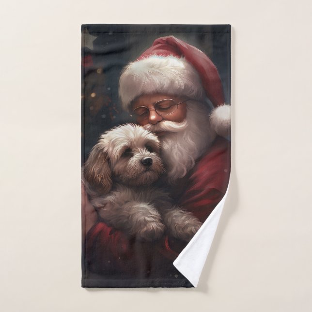 Cockapoo con Navidades festivos de Santa Claus (Toalla de mano)