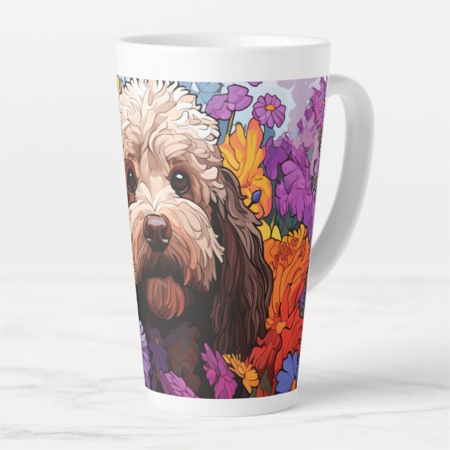 Cockapoo personalizado en una taza de latte en el  (Ángulo derecho)