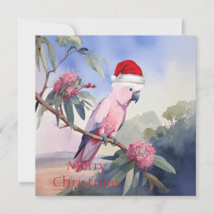 Cockatoo rosa Gala Santa Hat Feliz Navidad