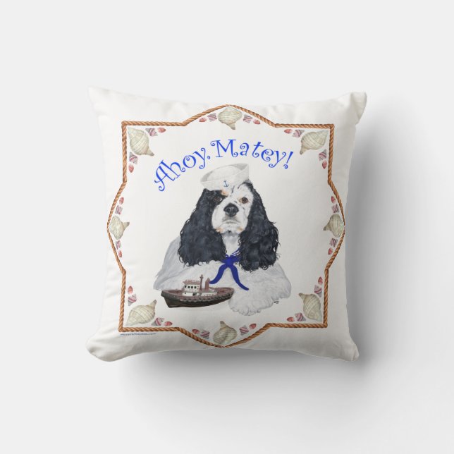 Cocker Spaniel Ahoy Matey Almohada Decorativa (Anverso)
