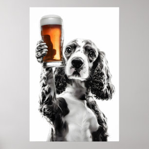 Cocker Spaniel bebiendo cerveza arte divertido ama