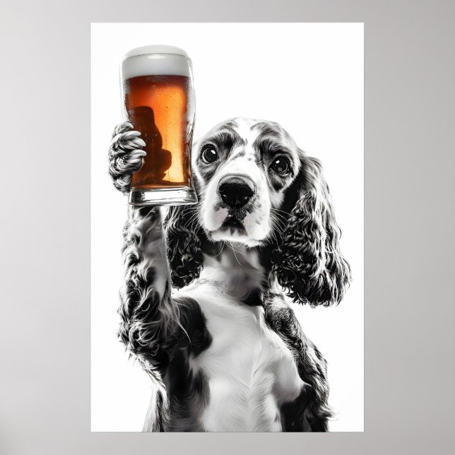 Cocker Spaniel bebiendo cerveza arte divertido ama (Frente)