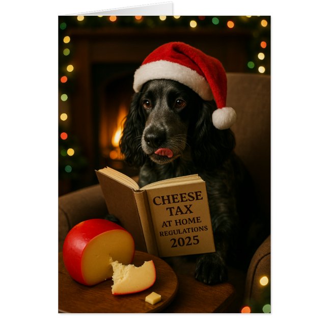 Cocker spaniel  'Cheese Tax' Christmas card (Frente)