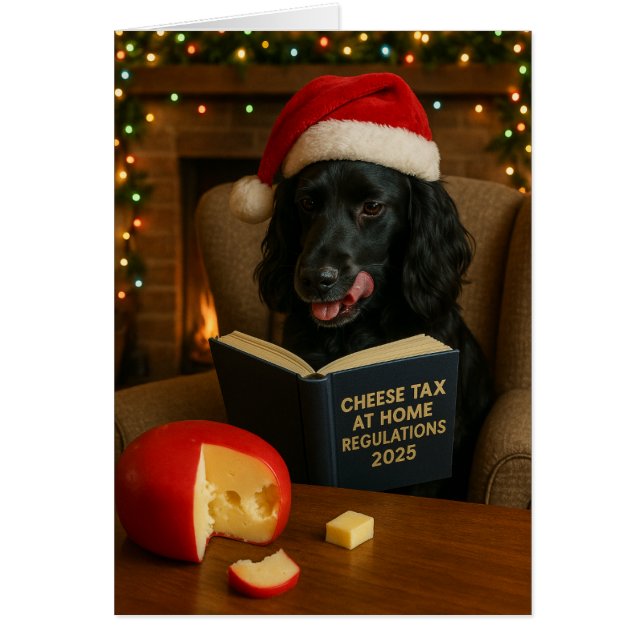 Cocker spaniel  'Cheese Tax' Christmas card (Frente)