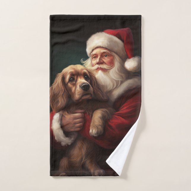 Cocker Spaniel con Navidades festivos de Santa Cla (Toalla de mano)