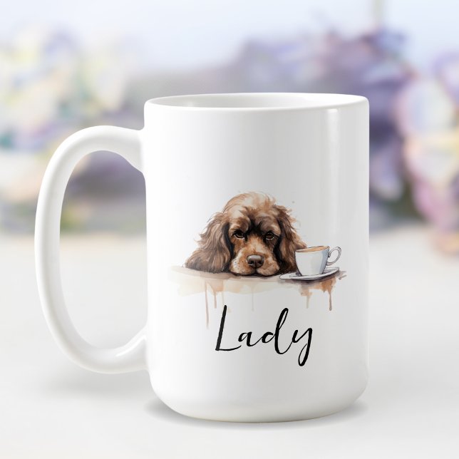Cocker Spaniel con taza de café, perro con actitud (Subido por el creador)