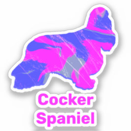Cocker Spaniel Dog Silhouette Hot Pink Pegatina