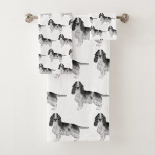 Cocker Spaniel inglés en patrón blanco y negro