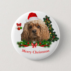 Cocker spaniel Navidad Botón