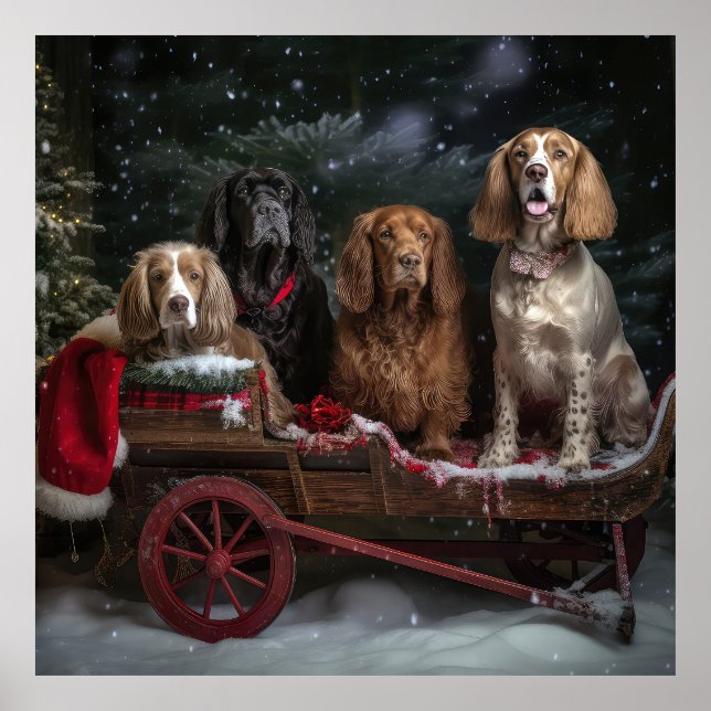 Cocker Spaniel Nevado Trineo Decoración de Navidad (Frente)