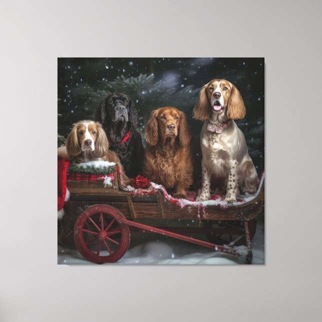 Cocker Spaniel Nevado Trineo Decoración de Navidad (Anverso)