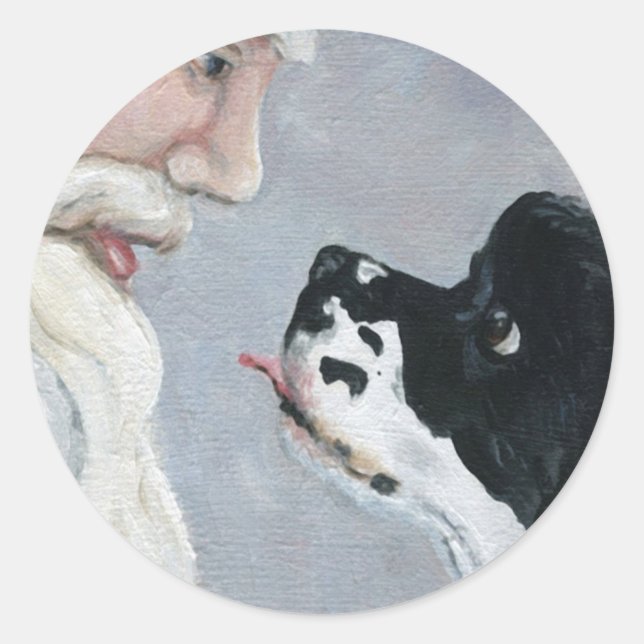 Cocker Spaniel y Pegatina de arte de Santa Claus (Anverso)