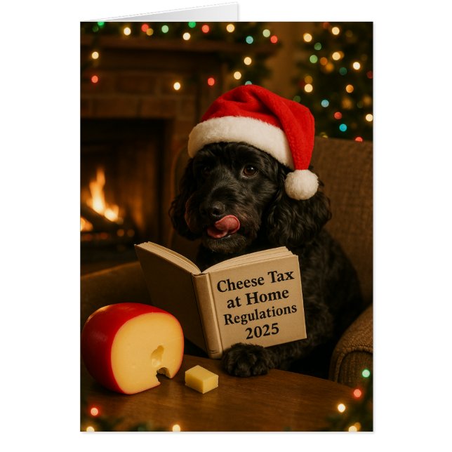 Cockerpoo 'Cheese Tax' Christmas card (Frente)