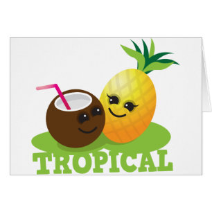 Coco y piña lindos TROPICALES de Kawaii