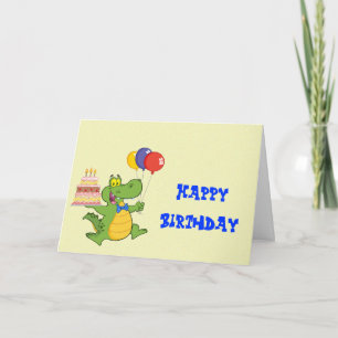 Cocodrilo con las tarjetas de cumpleaños de los