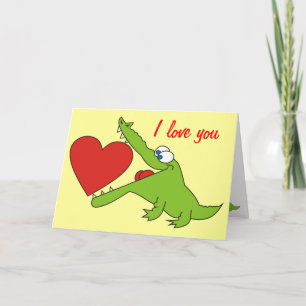 Cocodrilo dulce con una tarjeta de felicitación