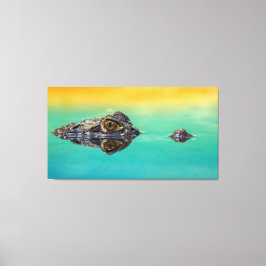 Cocodrilo en la impresión de lienzo de agua con cu