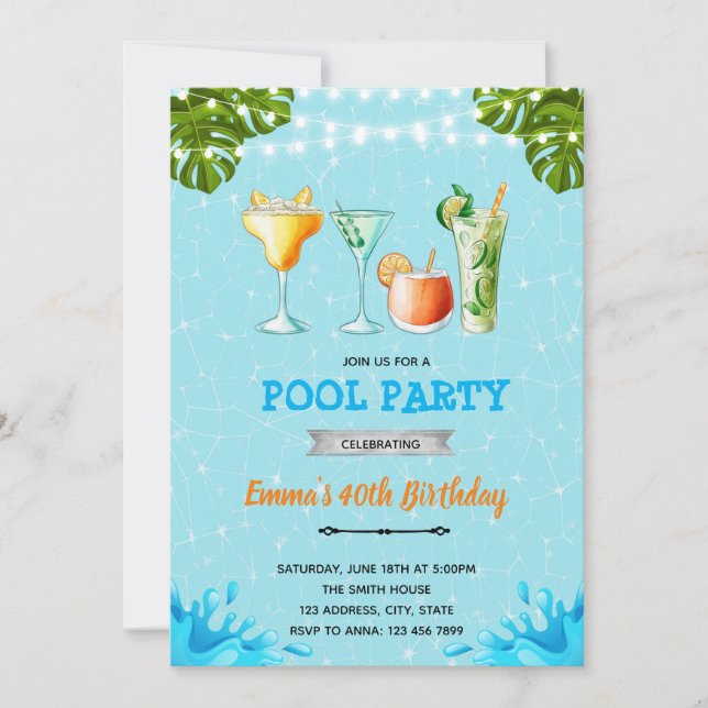 Cóctel por invitación de la fiesta en la piscina (Anverso)