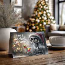 Cóctel y esqueleto de Navidad
