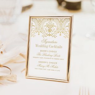 Cócteles de firma Elegante Boda de Vintage de Oro