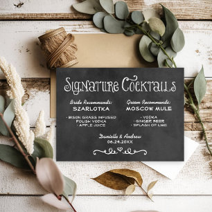 Cócteles de la firma del Boda de Chalkboard rústic
