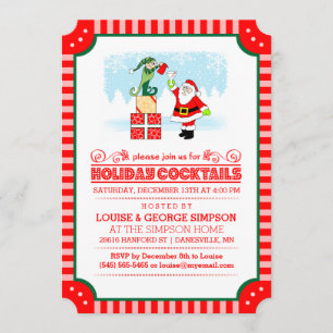 Cócteles de vacaciones - Invitación roja y blanca 