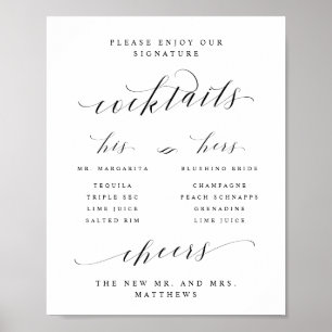 Cócteles Destacados Menú de Bar Él y Ella Señal