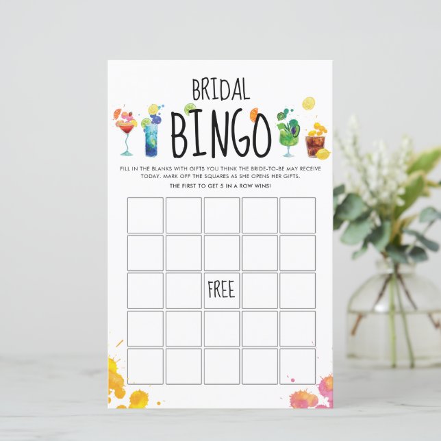 Cócteles divertidos | Tarjeta de juego de bingo (Anverso de pie)