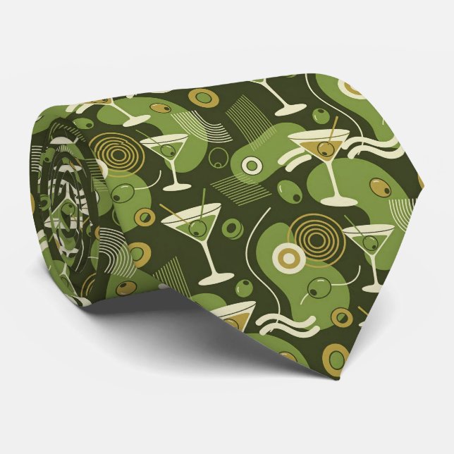 Cócteles Modernos | Corbata Martini Verde Oliva (Enrollado)