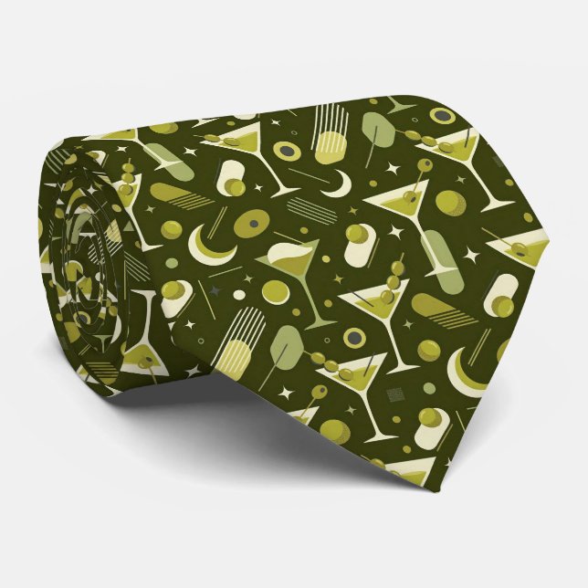 Cócteles Modernos | Corbata Martini Verde Oliva (Enrollado)