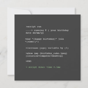 Codificación graciosa tarjeta de cumpleaños sin in
