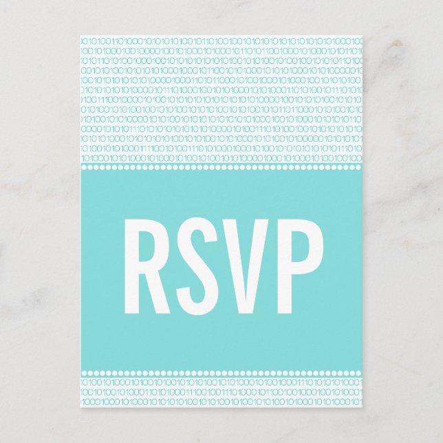 Código binario de Moda geek, tarjeta postal RSVP,  (Anverso)