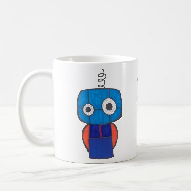 Código binario taza de café con Robot (Izquierda)