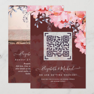 Código de escaneo QR de Borgoña Invitaciones para