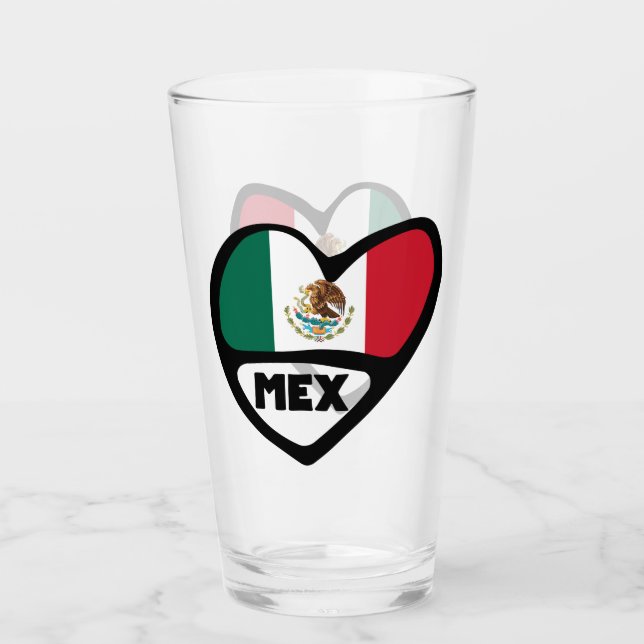 Código de país de México Bandera Corazón, MEX (Anverso)