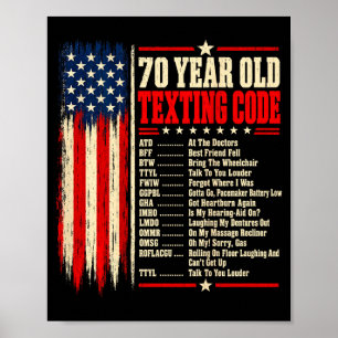 Código de texto de anciano de 70 años en arte de e